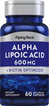 Piping Rock Alpha Lipoic Acid 600mg with Biotin Optimizer - 60 Capsules Non-GMO, Gluten Free Supplement