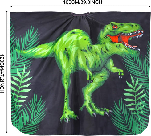 Kids Haircut Cape Waterproof Barber Cape Cover, Dinosaur Hair Cutting Cape for Boys with Adjustable Snap Closure