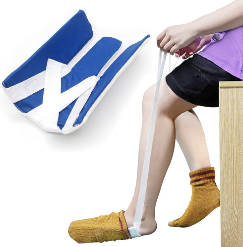 Sock Aid for Seniors, Disabled, Pregnancy - Easy Sock Helper Tool Aide Puller, Dark Blue, No Bending