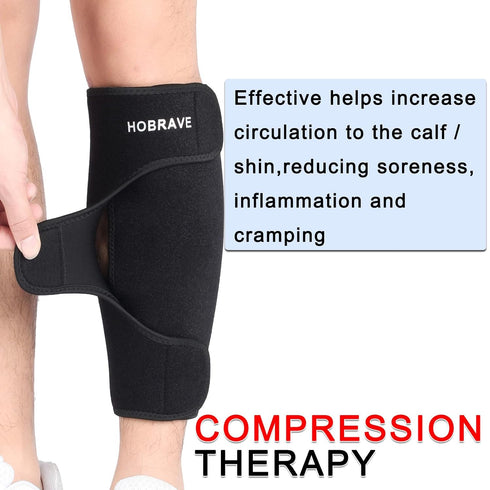 Calf Brace Shin 2 Pack - Compression Wrap Sleeve for Torn Calf Muscle Pain Relief, Adjustable Leg Support