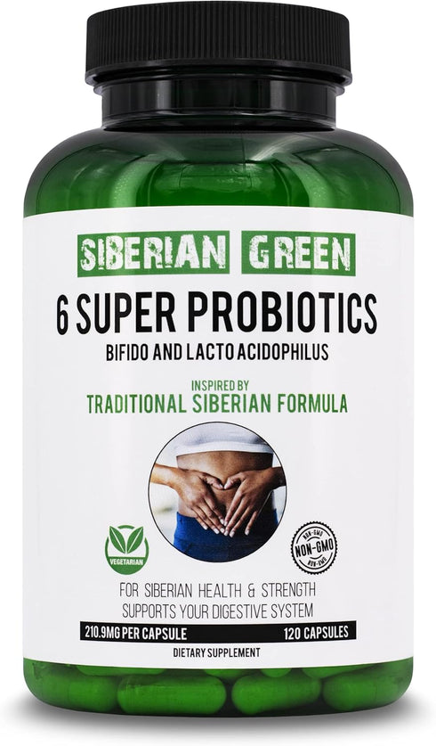6 Super Probiotics, 120 Capsules, Traditional Formula with Bifido & Lacto Acidophilus for Digestion