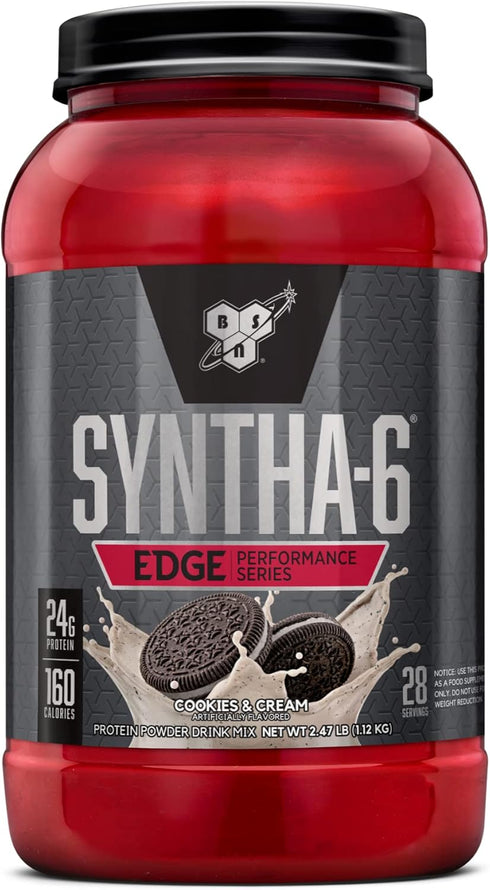 BSN SYNTHA-6 Edge Protein Powder - Hydrolyzed Whey, Low Sugar, 24g Protein, Cookies N Cream, 28 Servings