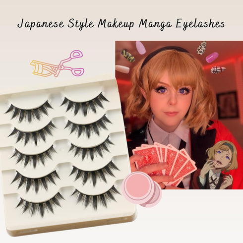 Okdeals 5 Pairs Japanese Style Makeup Eyelashes 3D Little Devil Spiky Eyelash Manga Lashes Cosplay Anime Eyelash Natural Look Beauty Eye Lash Extension Tools