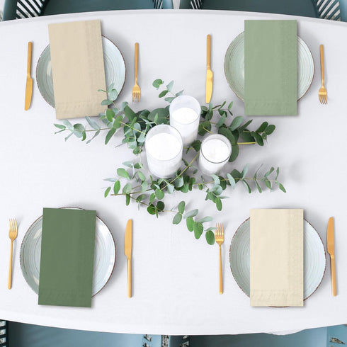 Whaline 120Pcs Sage Green Guest Napkin, Disposable Paper Pack for Wedding, Birthday, and Party Supplies