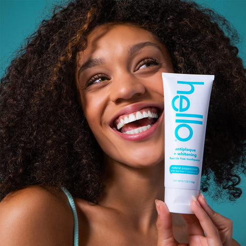 Hello Antiplaque Whitening Toothpaste & Antigingivitis Mouthwash, Fluoride Free, Vegan, 4.7 oz & 16 oz