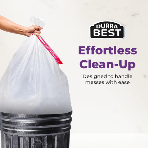 DURRA BEST. 13 Gallon Tall Kitchen Drawstring Trash Bags, 45 Count, Ultra Strong White Garbage Bags