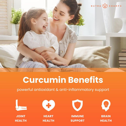 Turmeric Gummies with Ginger & Black Pepper Extract, 120 Gummies (2-Pack of 60), Vegan Natural Curcumin Support