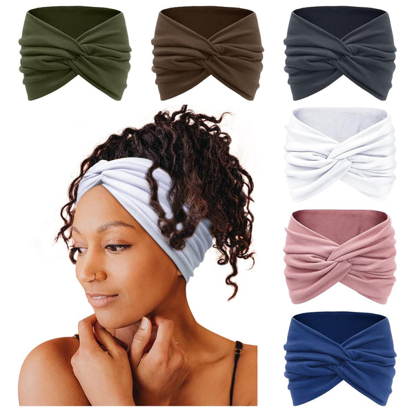 Tobeffect 7 Inches Wide Headbands for Women, Extra Large Turban Hairband, 6 Pack Boho Accessories