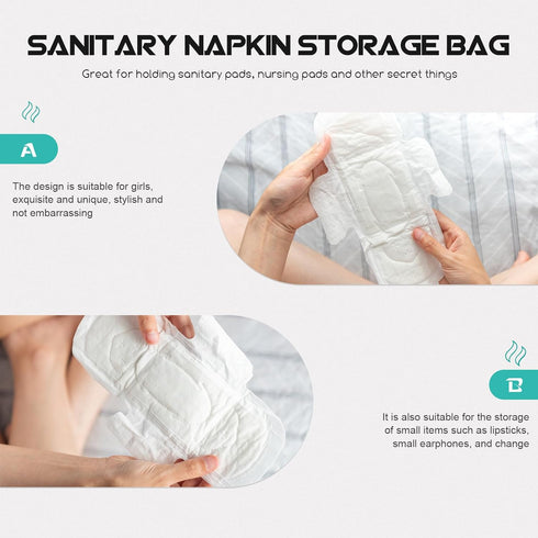 VALICLUD Portable Menstrual Pad Pouch Green Multipurpose Sanitary Towel Storage Bag Small Travel Change Organizer