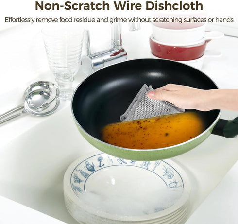 30 Pcs Non-Scratch Wire Dishcloths, 7.8 x 7.8 inch Multipurpose Bilayer Nylon Cleaning Pads for Wet and Dry Use