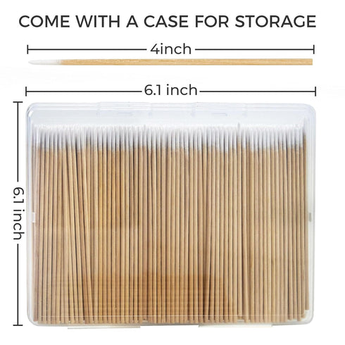 400PCS Pointed Cotton Swabs with Storage Case, Precision Tip for Makeup, Tattoo Supplies