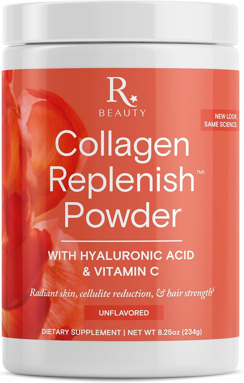 Reserveage Beauty Collagen Replenish Powder with Hyaluronic Acid & Vitamin C - No-Taste Collagen for Skin Care, Hair