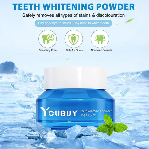 Teeth Whitening Powder, Natural Whitener, Instant Stain Removal, Fresh Breath (3PCS)
