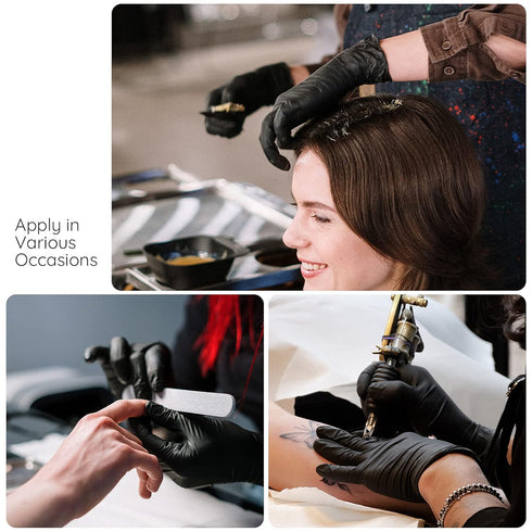 Segbeauty 20 Counts Medium Reusable Gloves for Hair Coloring, Black Latex Rubber, Powder Free, Hair Dyeing Accessories