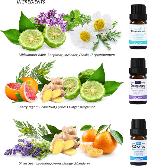 LOXIM Golden Bloom Essential Oil Set of 3 (Midsummer Rain, Starry Night, Silver Sea)