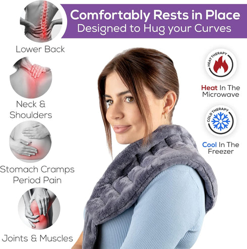 Microwave Heating Pad for Lower Back Pain Relief, 20" x 8", Cordless Moist Heat Therapy