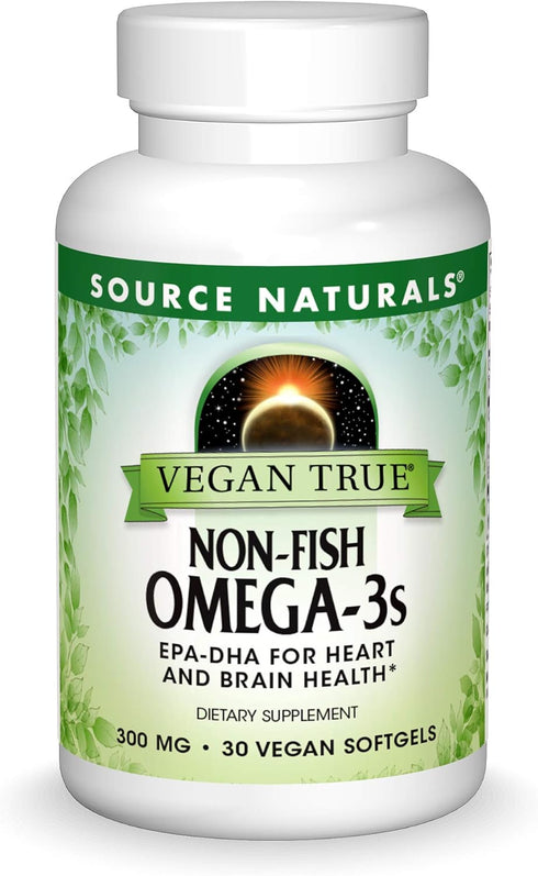 Source Naturals Vegan True Omega-3s, 300 mg EPA-DHA for Heart and Brain Health*, 30 Vegan Softgels
