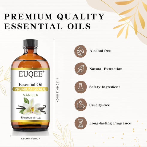 Vanilla Essential Oil 4Fl.Oz (118ml) - Premium Vanilla Oil with Glass Dropper for Diffusers, Candle Making, DIY Soap