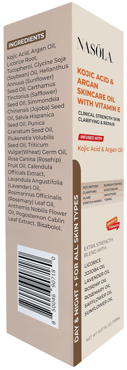 Kojic Acid Argan Skincare Bio Pure Oil with Vitamin E | Face & Body Moisturizer Serum for Scars & Stretch Marks