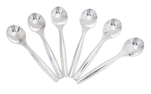 12 Heavy Duty Disposable Plastic Serving Utensils - Six Each (10" Forks & 10" Spoons) - Silver