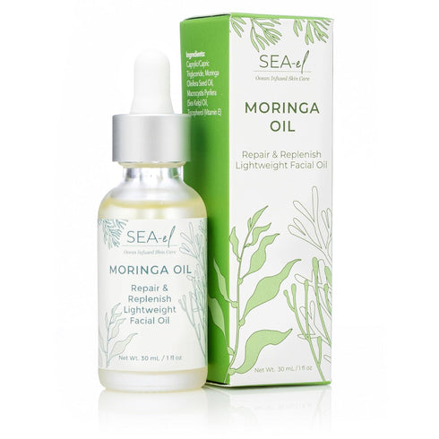 Moringa Seed Facial Oil Drops - Super Moisturizing Antioxidant-Rich Glow with Sea Kelp & Vitamin E, 1 Fl Oz