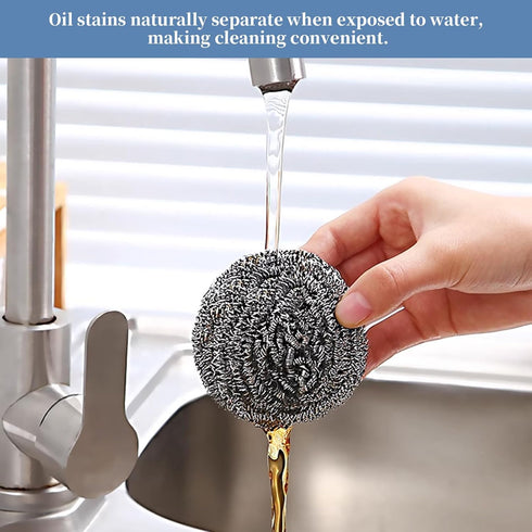 Stainless Steel Scrubber Scouring Pad, Magic Eraser Sponges for Cleaning Pot, Pan, and Broiler Rack, 6 Pcs