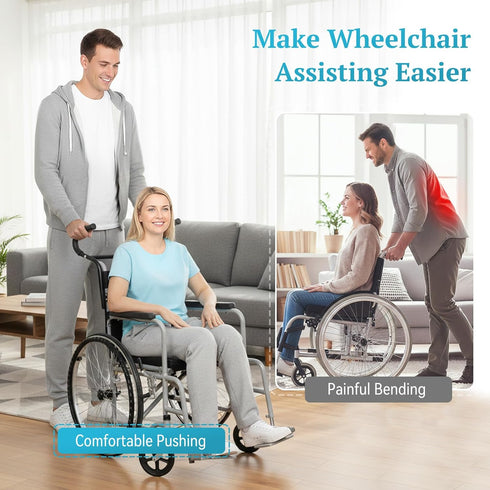 (500lbs Wheelchair Handle Extender Weight Capacity), Curved Handle/Ergonomic Design, Adjustable Wheel Chair