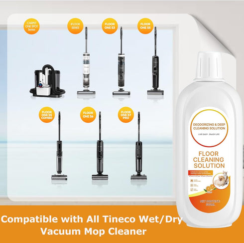 Vacbeuta 4 Packs Floor Cleaning Solution Compatible with Tineco iFloor & Floor One Cleaner Solution Orange Scented Deep