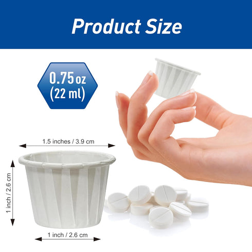 MED PRIDE Disposable Paper Souffle Medicine Cups, 250 Pack, 0.75 Ounce, Pill Holders for Serving