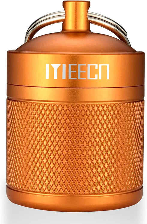 Keychain Pill Organizer, Waterproof Aluminum Container for Outdoor Travel Camping, Size: 1.6 x 1.6 x 2 in (Orange)