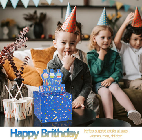 Keencopper 48Pcs Birthday Money Box for Cash Gift, Surprise Money Roll Gift Box with Pull Out Card and Bags