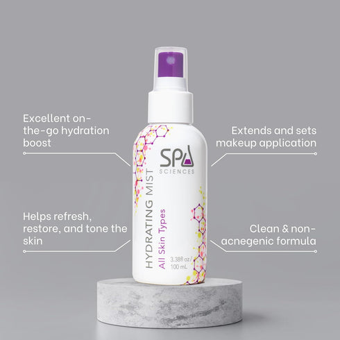SPA SCIENCES Hydrating Mist, Made in the USA with Aloe Vera, Rose, and Turmeric, 3oz