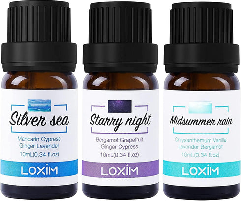 LOXIM Golden Bloom Essential Oil Set of 3 - Midsummer Rain, Starry Night, Silver Sea