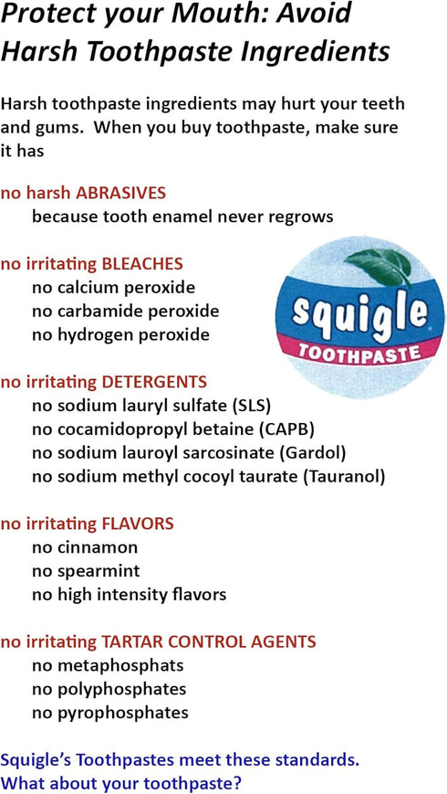 Squigle Enamel Saver Toothpaste 2 Pack - Canker Sore Prevention & Treatment - Prevents Cavities, Bad Breath, Chapped