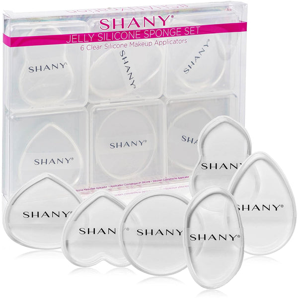 SHANY Stay Jelly Silicone Sponge Set - Pack of 6 Clear & Non-Absorbent Makeup Blending Sponges for Flawless Application