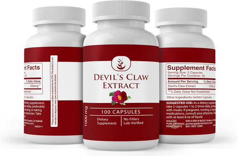 PURE ORIGINAL INGREDIENTS Devil's Claw Extract - 100 Capsules, Always Pure, No Additives or Fillers