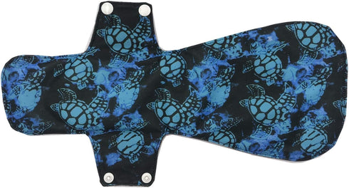Sigzagor 5pcs 14 Inch MUMBABY Overnight Charcoal Bamboo Mama Cloth/Menstrual Pads/Reusable Sanitary Pads (Blue Turtles