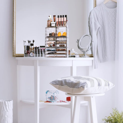 Sorbus Large Makeup Organizer, Clear Stackable Jewelry & Makeup Organizer for Vanity, 12 Drawers