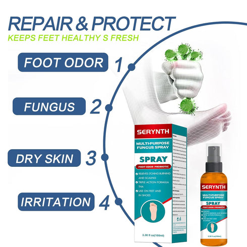 SERYNTH Odor100ML Foot And Shoe Spray Antifungal,Foot Fungus Spray,Athlete Foot Spray,Itchy Feet Treatment,Foot Treat
