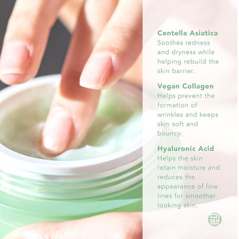 Meebak Korean Cica Gel Face Moisturizer, Vegan Collagen & Hyaluronic Acid, 1.69 fl oz