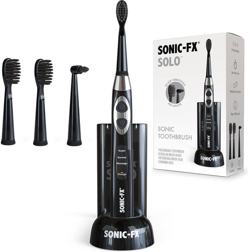 Solo Electric Toothbrush - 3 Brushing Modes, 2 Tooth Brush Heads, Rechargeable with Intelligent Auto-Timer