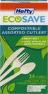 ECOSAVE Heavy Duty Assorted Cutlery, White, 24 Count, Pack of 1