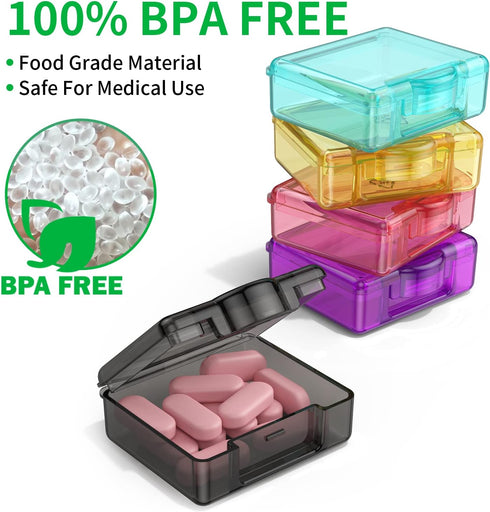Urekt 10 Cute Small Travel Pill Box, pcs Mini Pocket Pill Organizer Daily Single Pill Containers Portable Medicine