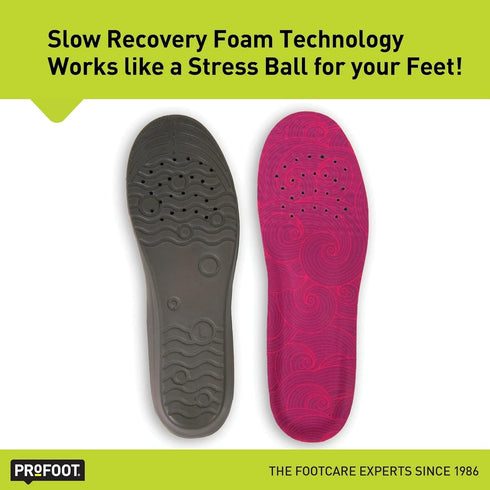PROFOOT Stress Relief Insoles for Women, Lightweight Foam Shoe Inserts, Sizes 6-10, 1 Pair
