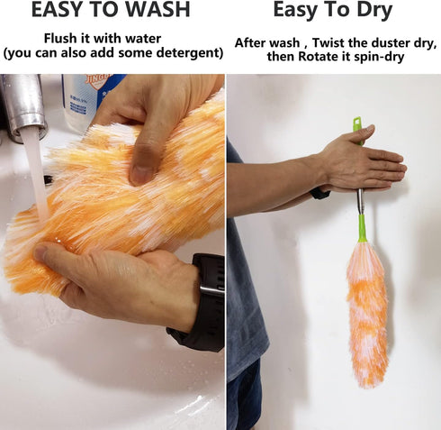 4 Pack Washable Electrostatic Duster, Extendable Feather Duster for Cleaning, 25" to 55"