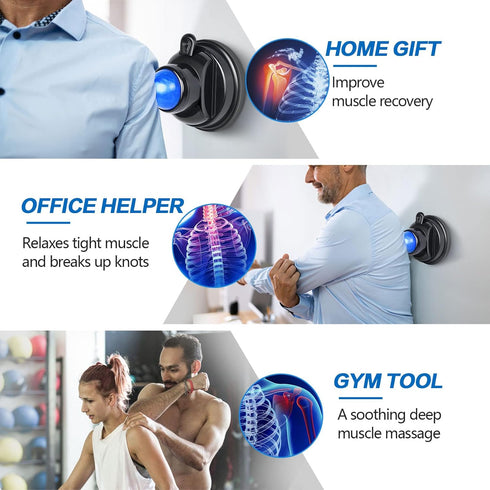 Massage Ball, Mountable Muscle Massage Roller for Pain Relief, Suction Cup Self Back Massager Roller - 2 Balls