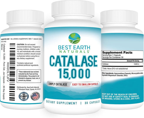 Best Earth Naturals Catalase Supplement 15,000 - Hair Supplements for Strong Hair, 30-Day Supply
