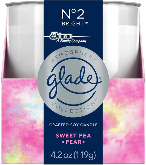 Glade Soy Candle, Crafted Air Freshener, Atmosphere Collection, No 2 Bright, Sweet Pea Pear, 4.2 Oz