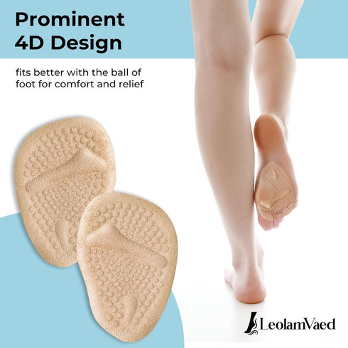 Reusable Metatarsal Pads for Women, 10 Pieces Ball of Foot Cushions, Washable High Heel Inserts