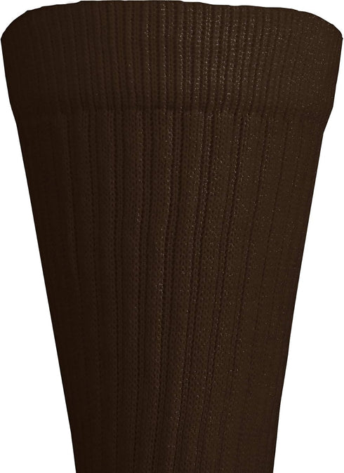 Truform Compression Socks, 15-20 mmHg, Men's Crew Length Mid-Calf Cushion Foot Socks, Brown, Large